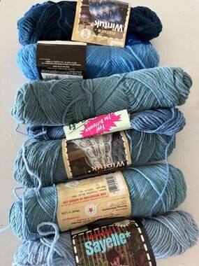 Vintage Natura Wintuk Yarn Lot Blue Shades Federal Blue Baby Blue Navy USA